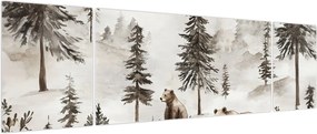 Obraz - Las z niedźwiedziami (170x50 cm)