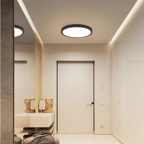 NETTLIFE Panel LED , czarna lampa sufitowa, okrągła, płaska lampa sufitowa, neutralna biała dioda LED IP44