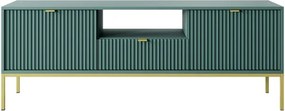 NAYA Szafka RTV 154 zielona (LABRADOR) | złoty stelaż