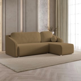 Masseno Narożnik MARELLO z funkcją spania i pojemnikiem na pościel Narozniki L, Rozkładana sofa - Miodowy, QUELLE 17