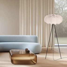 Beżowa lampa stojąca z tekstylnym kloszem (wysokość 147 cm) Cafee – Candellux Lighting