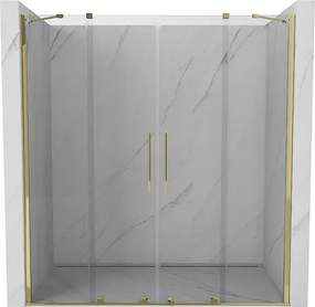 Mexen Velar Duo drzwi prysznicowe rozsuwane 180 cm, transparent, złote - 871-180-000-02-50