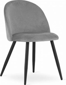 Krzesło Valora BELLO w kolorze jasnoszarym, aksamitne, czarne nogi