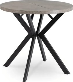 Stół Okrągły Rozkładany DORIAN 80-160 cm Beton/Czarny Nowoczesny Loft