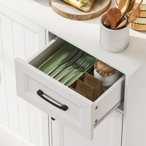 HOMCOM Szafka kuchenna, 180,5 cm, kredens, blat roboczy, otwór na kabel, regulowane półki, MDF, Biały