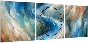 Obraz - Abstrakcyjny nurt (z zegarem) (90x30 cm)