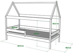 Zielone łóżko dziecięce w kształcie domku - Petit 3X 180x90 cm