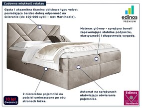 Kremowe welurowe łóżko kontynentalne 5 rozmiarów - Velvaro