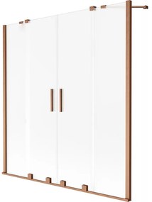 Mexen Velar Duo parawan nawannowy 2-skrzydłowy rozsuwany 160 x 150 cm, szron, miedź szczotkowana - 896-160-000-32-65