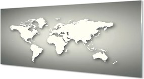 Panel szklany do Kuchni Minimalistyczna Biała Mapa na Szarym Tle