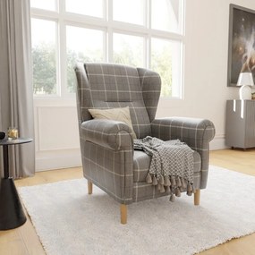 Szary fotel typu uszak Swan – Ropez