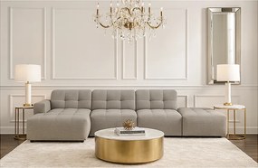 Narożnik z pufą lewostronny Bergamo B  – tkanina Raven 7 szara, 341×166×70 cm