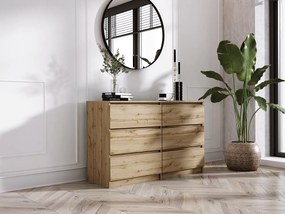 Komoda z 6 szufladami: Dąb Wotan, 120 x 39 x 79 cm