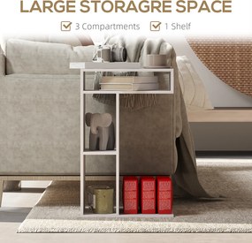 HOMCOM Stolik pomocniczy, wózek serwisowy w kształcie litery C, 4 kółka, 3 komory, 40 x 30 x 69 cm, Biały