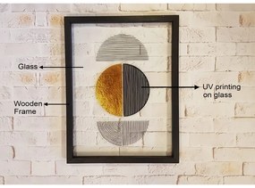 Szklany obraz w czarnej ramie Vavien Artwork Shapes II., 32x42 cm