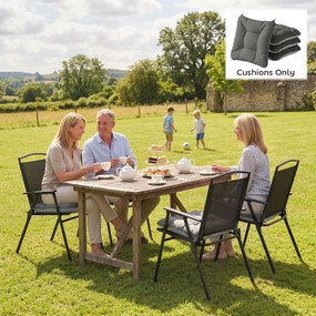 Outsunny Zestaw 4 poduszek na krzesła 39,5 x 39,5 x 10 cm z paskami, antypoślizgowe poduszki do użytku wewnętrznego i zewnętrznego | Aosom PL