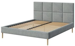Szare tapicerowane łóżko dwuosobowe ze stelażem 140x200 cm Alano – MESONICA