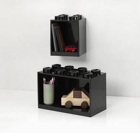 Zestaw 2 dziecięcych czarnych półek ściennych LEGO® Brick