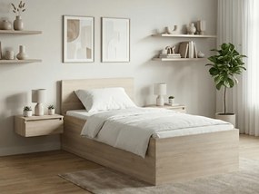 Łóżko SOFIA 90 x 200 cm, dąb sonoma Stelaż: Ze stelażem listwowym rolowanym, Materac: Materac Sommera 18 cm