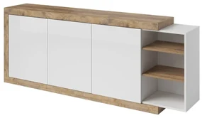 Komoda SINTRA 3D 220cm dąb samdal/biały połysk HELVETIA