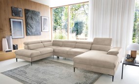 Kremowa kanapa narożna w kształcie litery u C6-S18