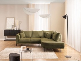 Zielony narożnik z tkaniny szenilowej (prawostronny/w kształcie litery L) Mauris – Ropez