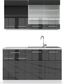 Pojedyncza kuchnia antracytowy wysoki połysk/biały 140x60x81.6 fame-line