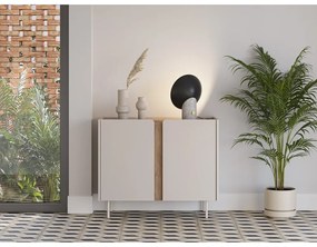 Kremowo-naturalna szafka w dekorze dębu 100x82,5x40 cm Lucile – Marckeric