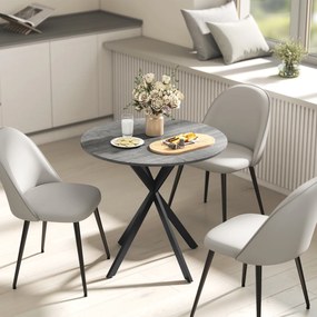 HOMCOM Okrągły stół kuchenny, 80 cm, kompaktowy blat, płyta wiórowa, metal, szary | Aosom PL