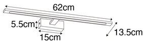 Nowoczesna lampa ścienna czarna 62 cm z diodą LED IP44 - Jerre Nowoczesny Oswietlenie wewnetrzne