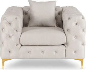 Fotel Wypoczynkowy SORRENTO 1S Kremowy Welurowy Glamour