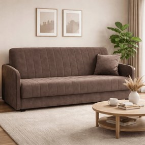 Sofa z Funkcją Spania PORTO Wersalka Rozkładana Dwuosobowa Brązowa Nowoczesna do Salonu
