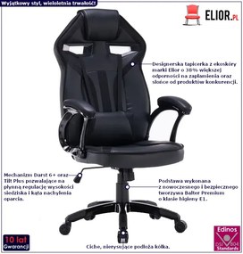 Fotel Czarny Nowoczesny Gamingowy R7-B17