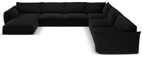 Czarny aksamitny narożnik (prawostronny/w kształcie litery U) Vanda – Mazzini Sofas