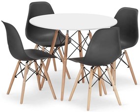Komplet biały stół 90 cm z 4 krzesłami - Nadikos 6X 3 kolory