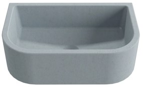 Umywalka betonowa półokrągła wisząca / nablatowa bez otworu na baterię 49 x 30 cm PALANGA | różne kolory : Kolor - Ciemny szary, Typ montażu - nablatowa