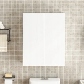 Szafka wisząca do łazienki, biała, z 2 drzwiami, nowoczesna, do montażu na ścianie, z 3 półkami, 60 cm