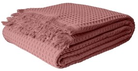 Różowa bawełniana narzuta 140x200 cm Waffle – Mijolnir