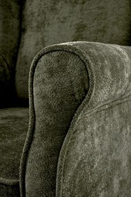 Fotel wypoczynkowy klasyczny uszak HERMES oliwkowy tkanina MARKOS 14-#12