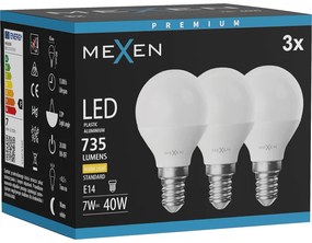 Mexen Nova 3x żarówka LED E14, G45, 7W, Ciepła - 3000K, 735 lm - L101-E14-0730-01x03