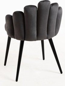 Zestaw 4 Krzese Hand Aksamitne Czarne Nogi