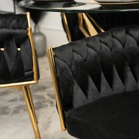 Krzesło Tapicerowane Obrotowe do Jadalni RUBI Czarne Welurowe do Toaletki Nowoczesne Glamour