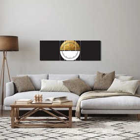Obraz - Abstrakcja złoto i czerń N⁰1 (z zegarem) (90x30 cm)