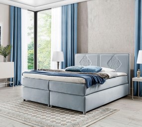 Błękitne welurowe łóżko kontynentalne 5 rozmiarów S9-H97