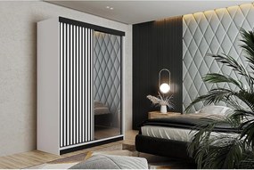 Szafa przesuwna z lustrem lamele MALANI 138 biały