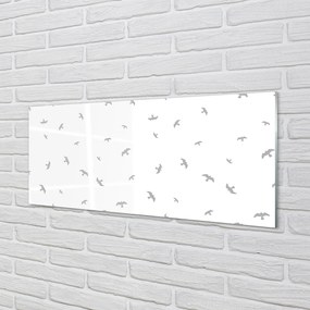Szkło do Kuchni na Ścianę Subtelne Szare Ptaki
