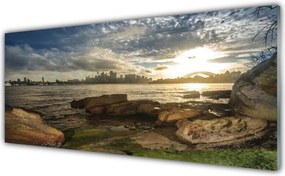 Szkło Dekoracyjne do Kuchni Panorama Portowego Miasta