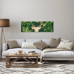 Obraz - szczegół głowy jelenia (z zegarem) (90x30 cm)