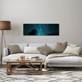 Obraz nocnego nieba z gwiazdami (z zegarem) (90x30 cm)