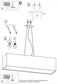 Biała lampa wisząca z tekstylno-szklanym kloszem Gryfin – Nice Lamps